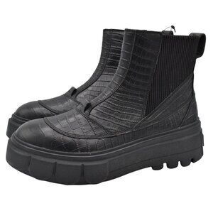 Sorel Womens 10.5 Caribou X Boot Chelsea Black Croc Embossed Waterproof Boots
